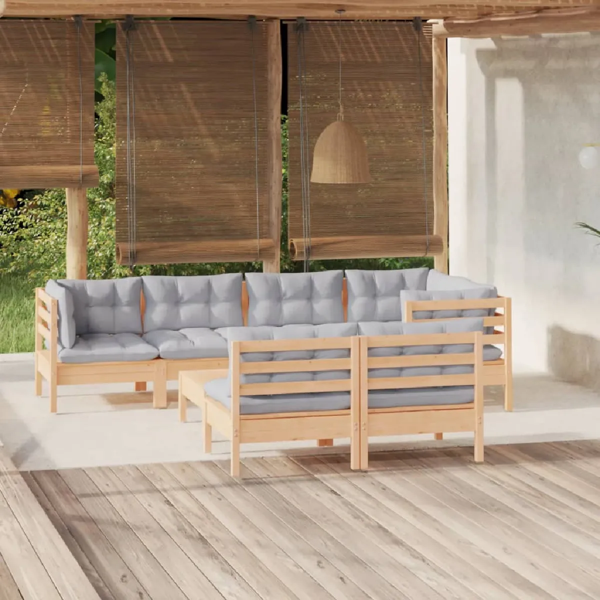 vidaXL Salon de jardin 8 pcs avec coussins résine tressée 3267442 - vue 3