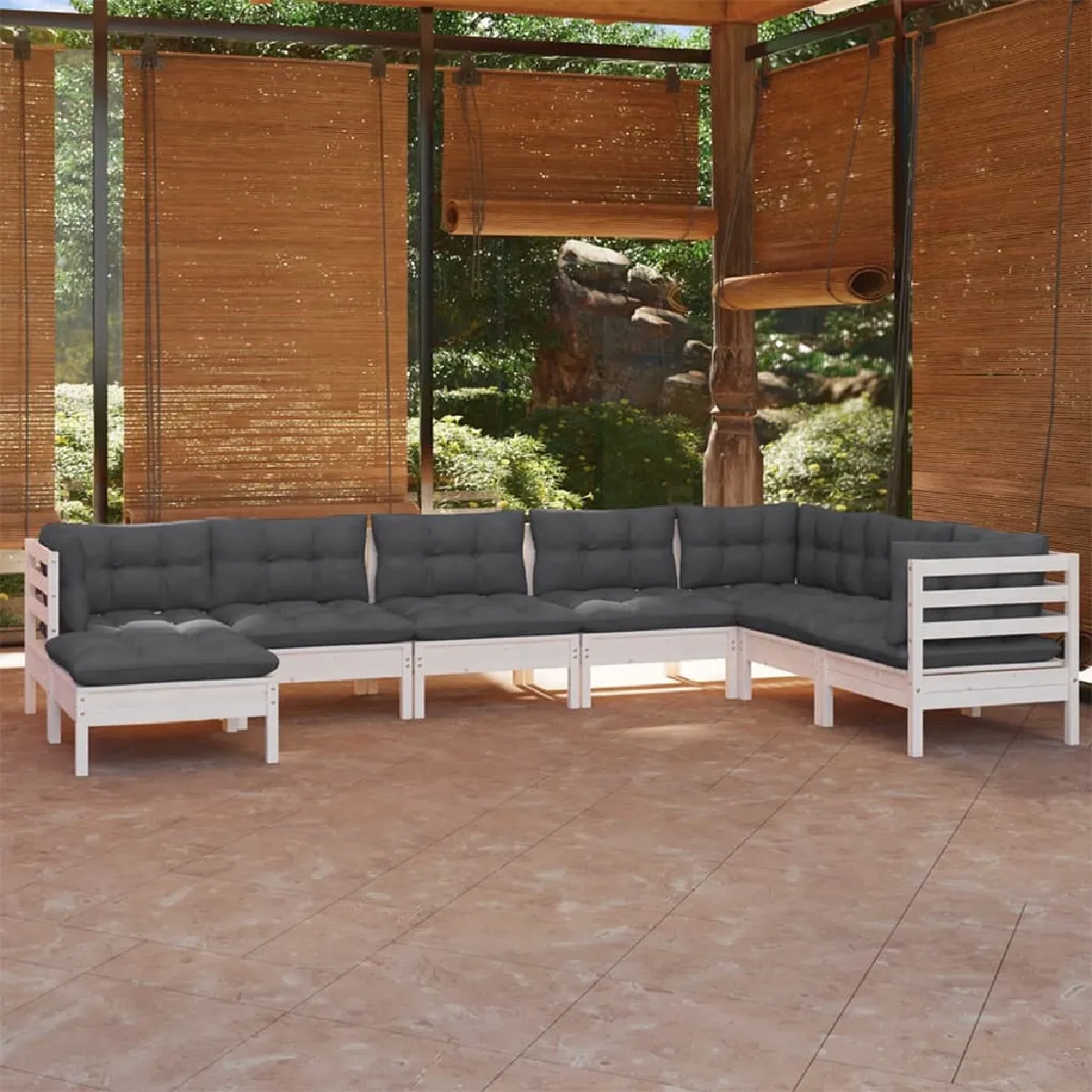 Vidaxl Blanc Salon De Jardin 8 Pcs