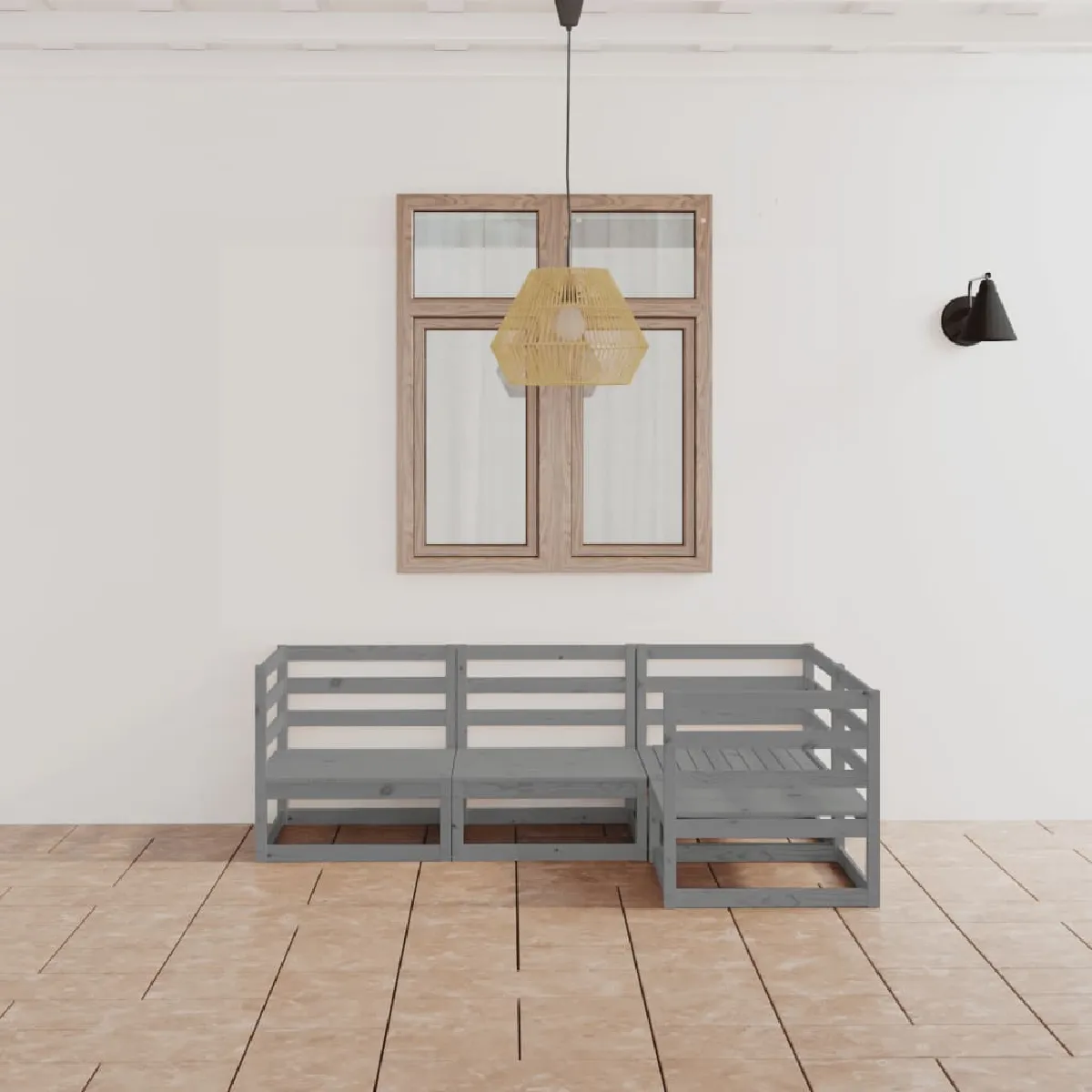 vidaXL Salon de jardin - Gris