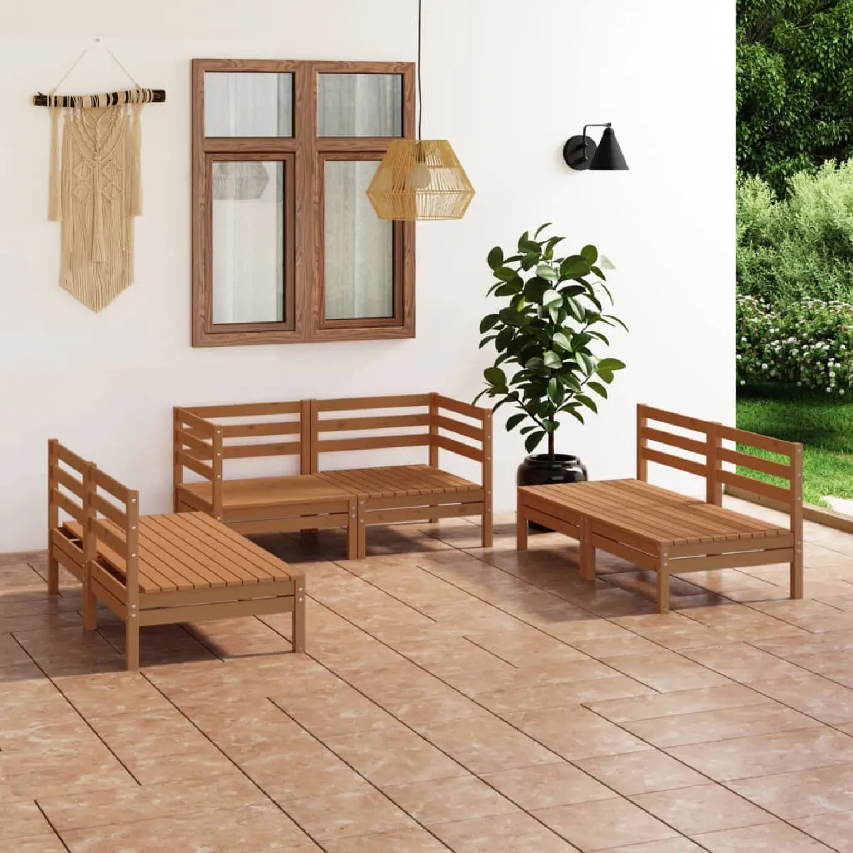 vidaXL Salon de jardin 6 pcs miel - vue 4