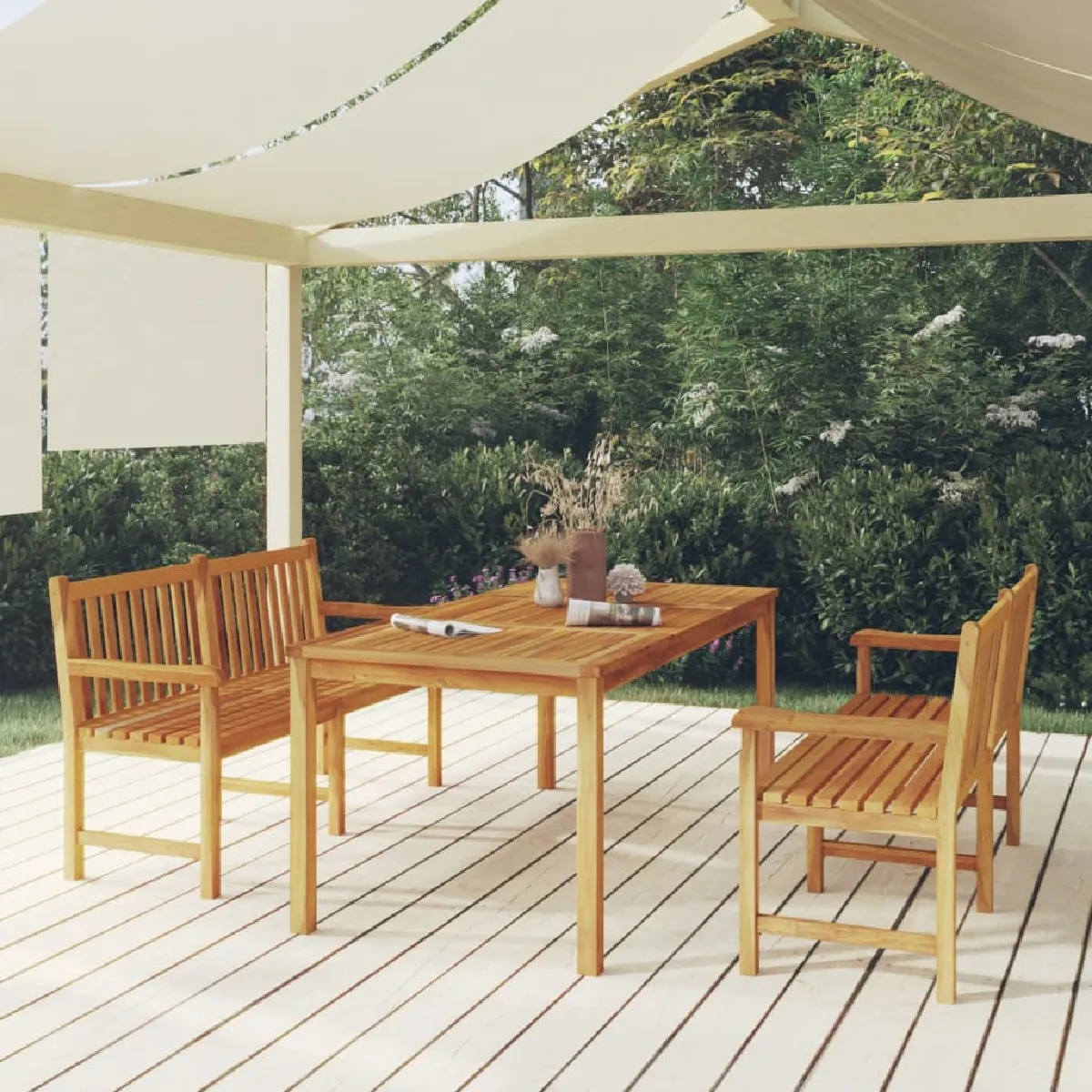 vidaXL Ensemble à dîner de jardin 3 pcs Bois de teck massif 3157153