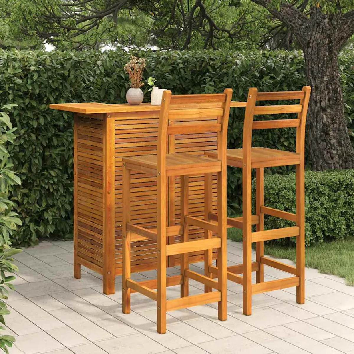 Vidaxl Ensemble De Bar De Jardin 3 Pcs Bois D'acacia Solide - Image 3