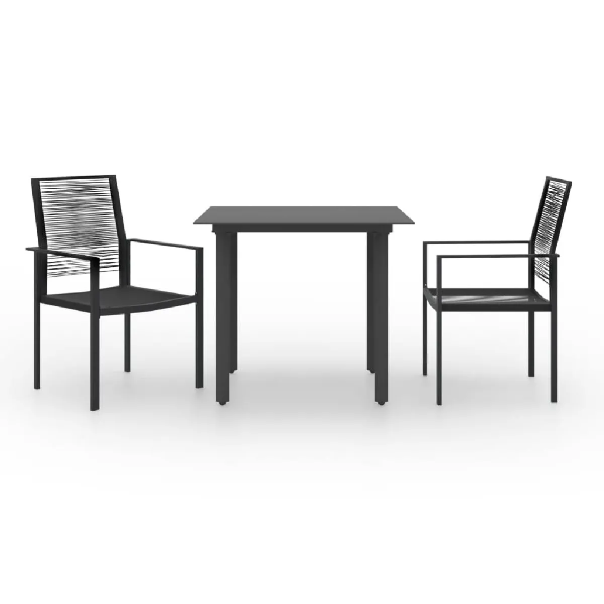 vidaXL Ensemble à manger de jardin 3 pcs - Noir
