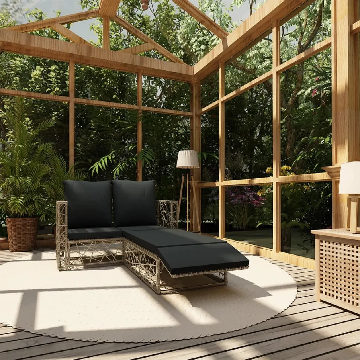 VIDAXL Salon de jardin 2 pcs r&eacute;sine tress&eacute;e gris