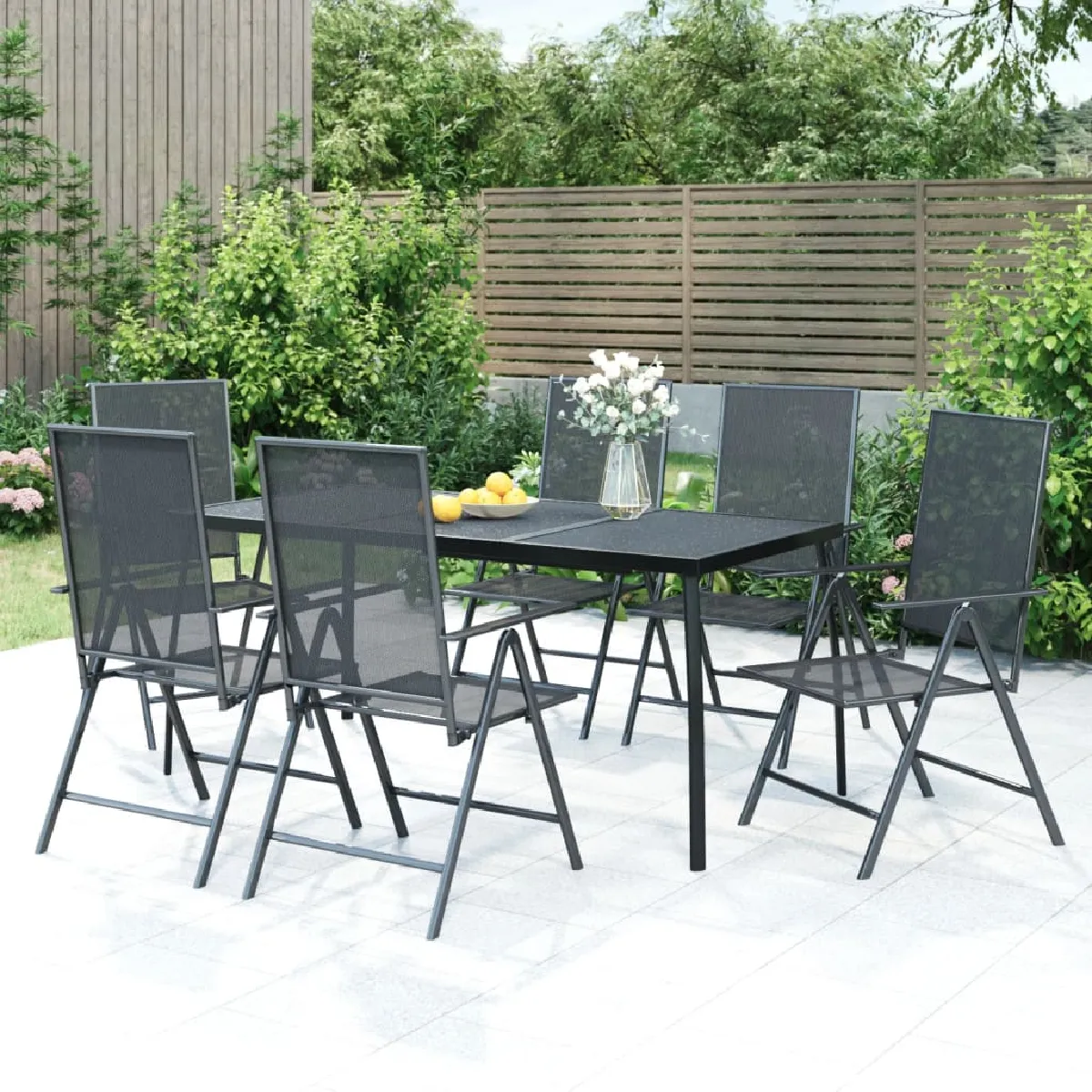 vidaXL Ensemble à manger de jardin 7 pcs Acier - vue 3