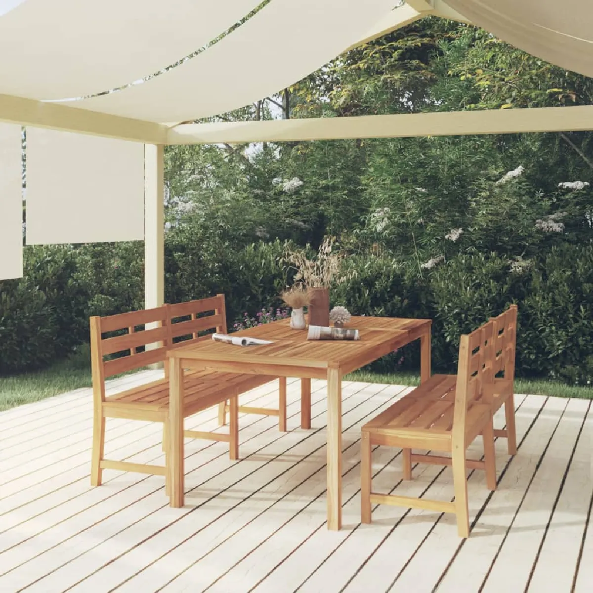 vidaXL Ensemble à Manger de Jardin 3 pcs Bois de Teck - vue 3
