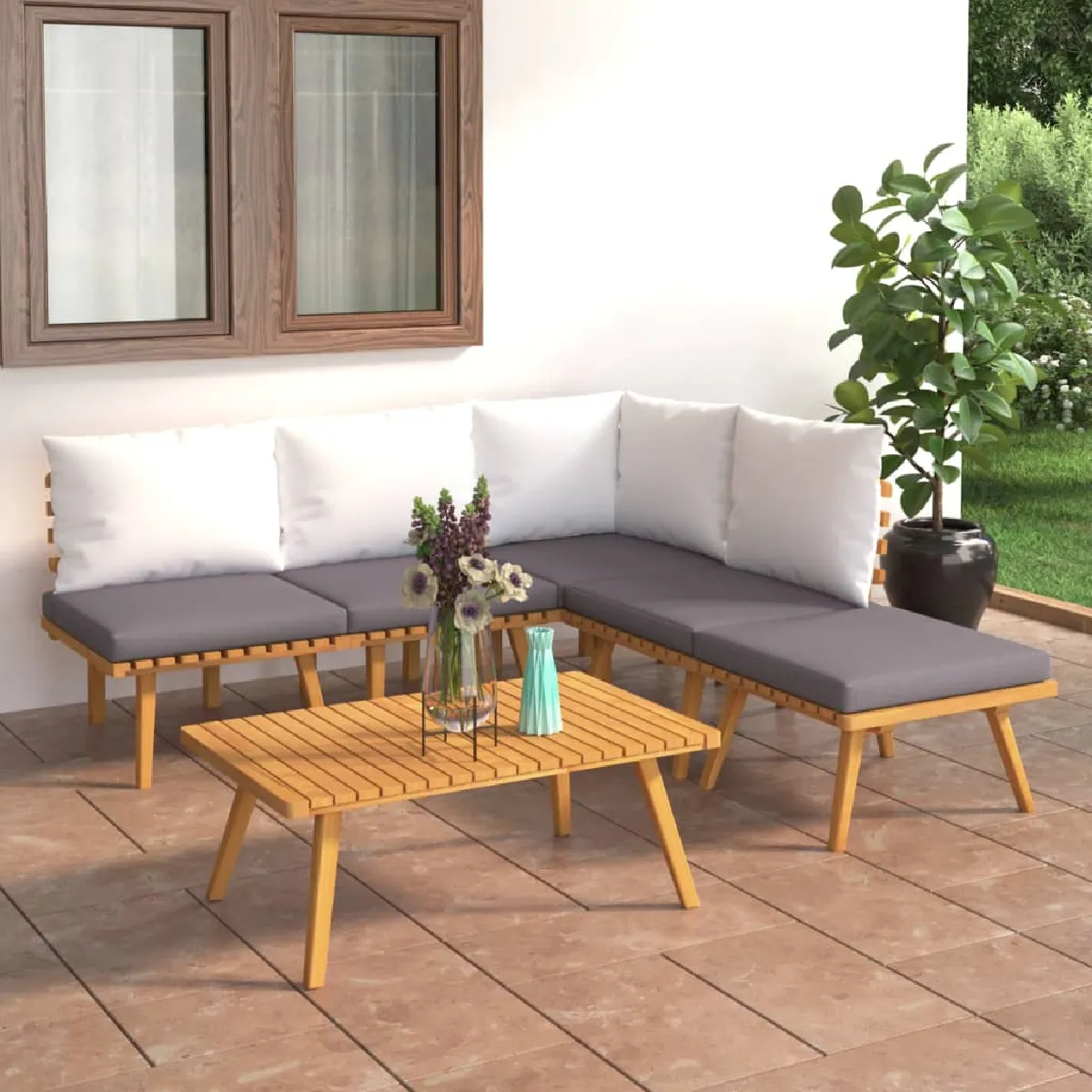vidaXL Salon de jardin 6 pcs Acacia solide