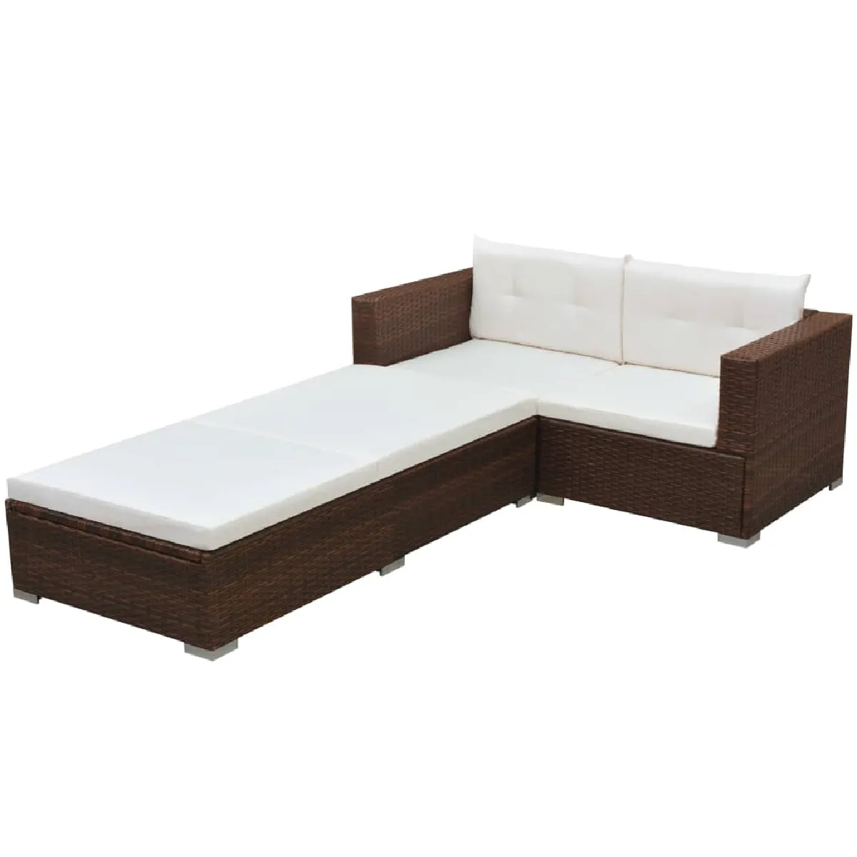 Salon jardin vidaXL - 3 pcs rotin marron