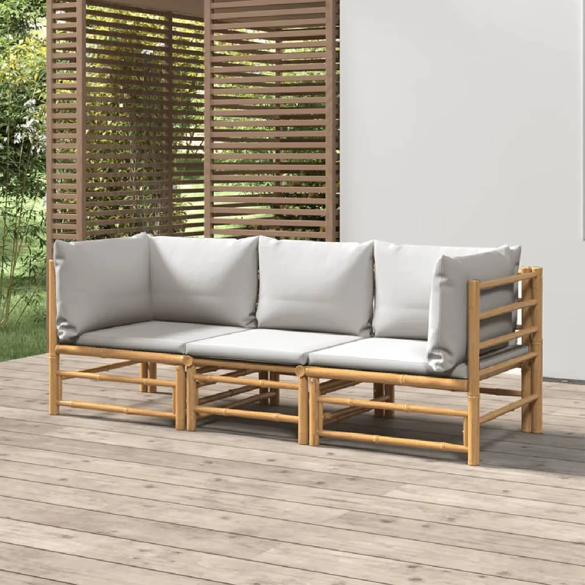 VIDAXL - Salon de jardin modulable - Bambou - 3 personnes - Image 3