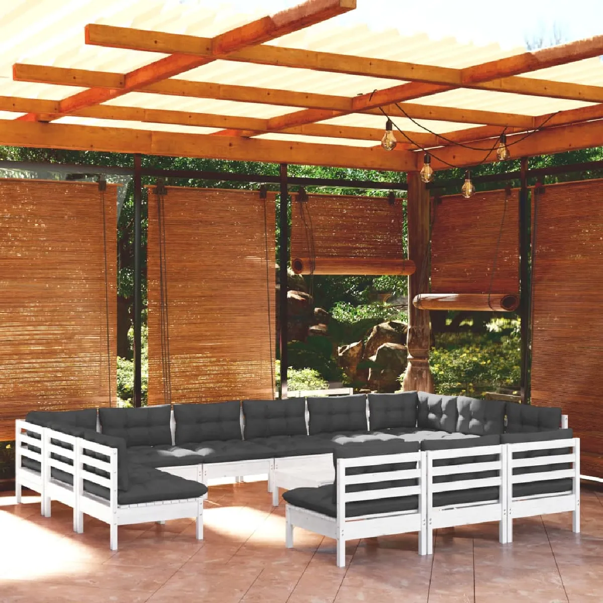 VIDAXL Salon de jardin - Bois de pin blanc