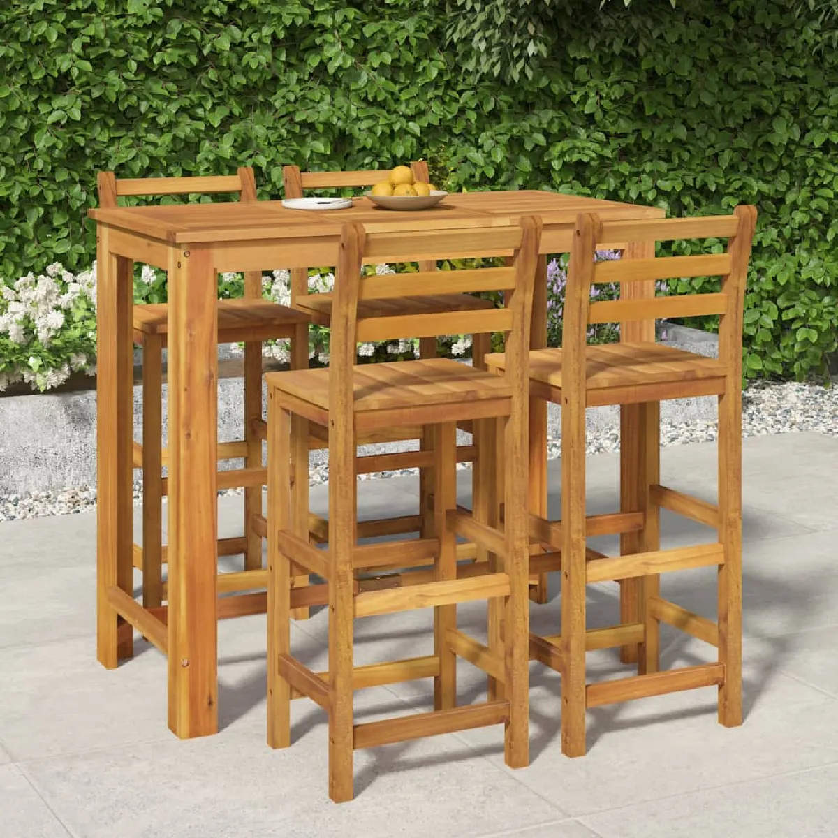 vidaXL Ensemble de bar de jardin 5 pièces Bois d'acacia - vue 2