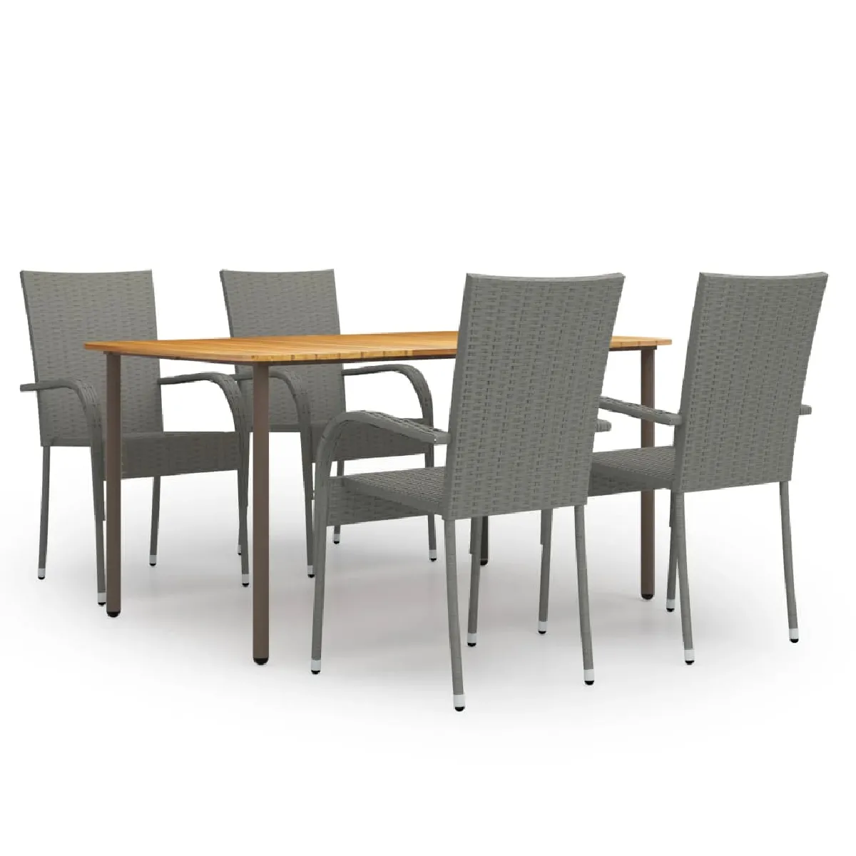 Non Communiqué Gris Ensemble À Manger De Jardin 5 Pcs Résine Tressée - Image 3