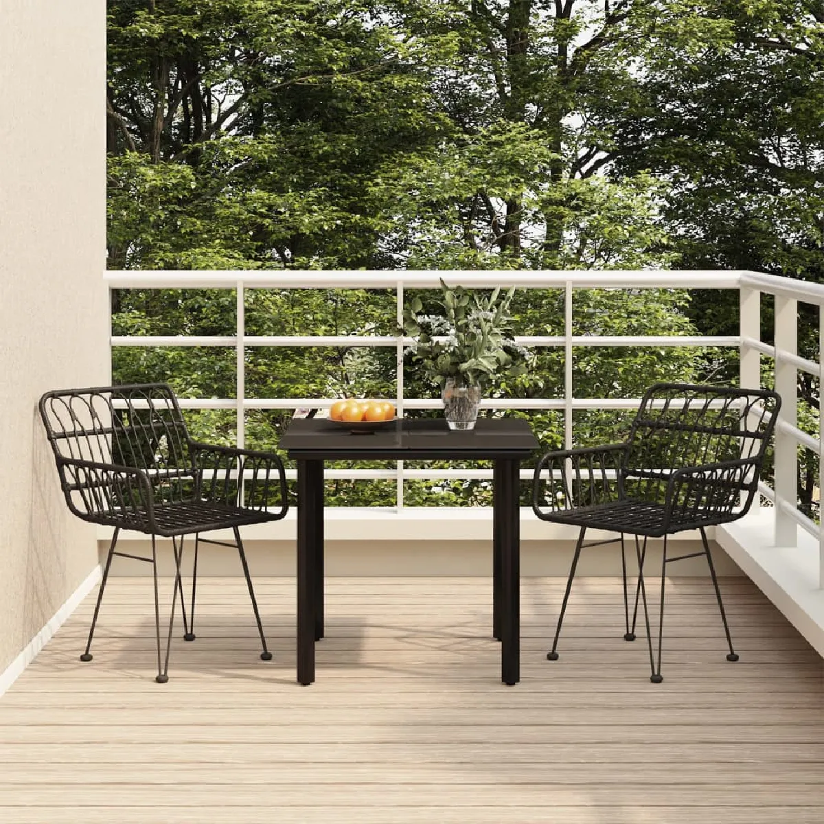 Vidaxl Noire Ensemble À Manger 3 Pcs Résine