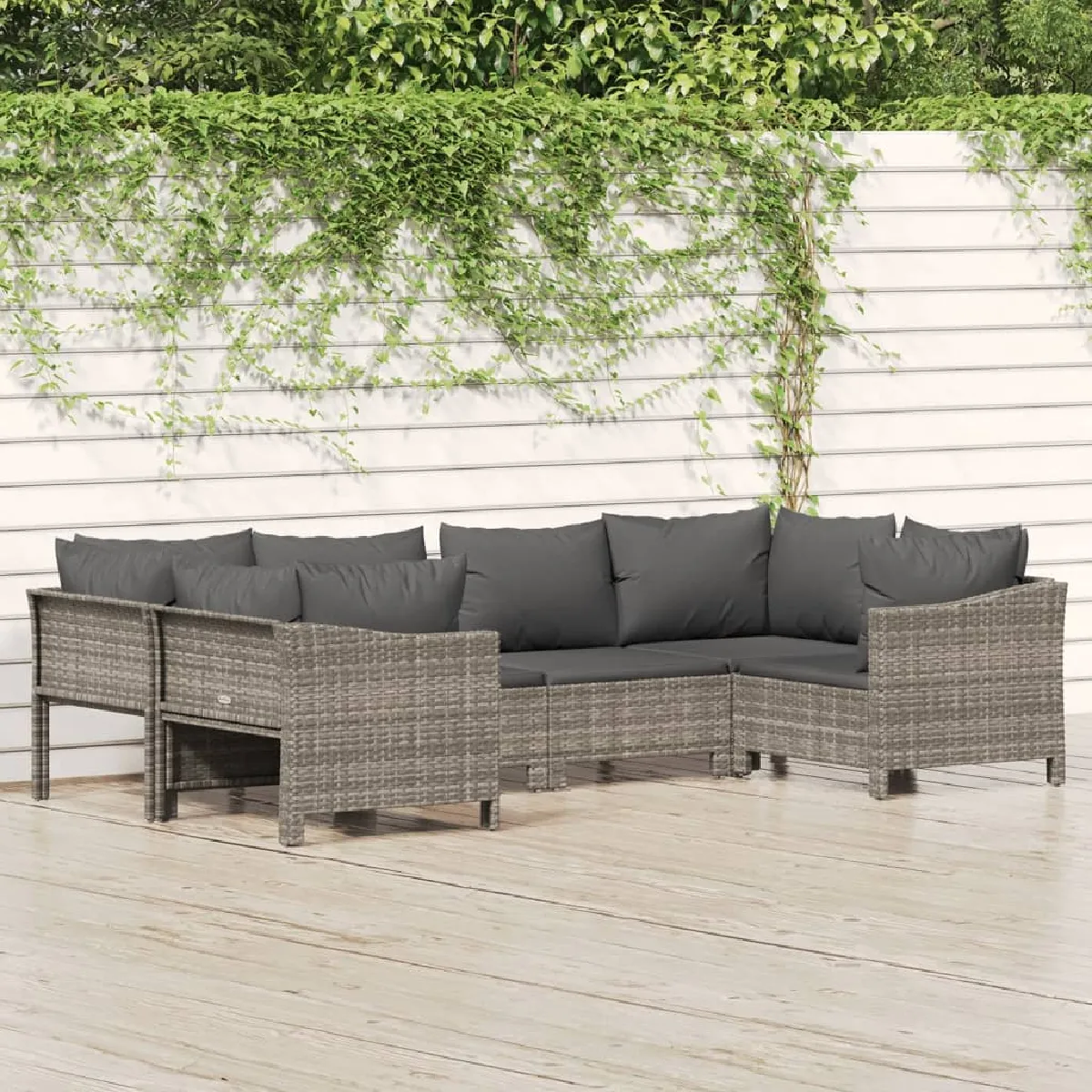vidaXL Salon de jardin 6 pcs avec coussins Résine tressée - vue 9