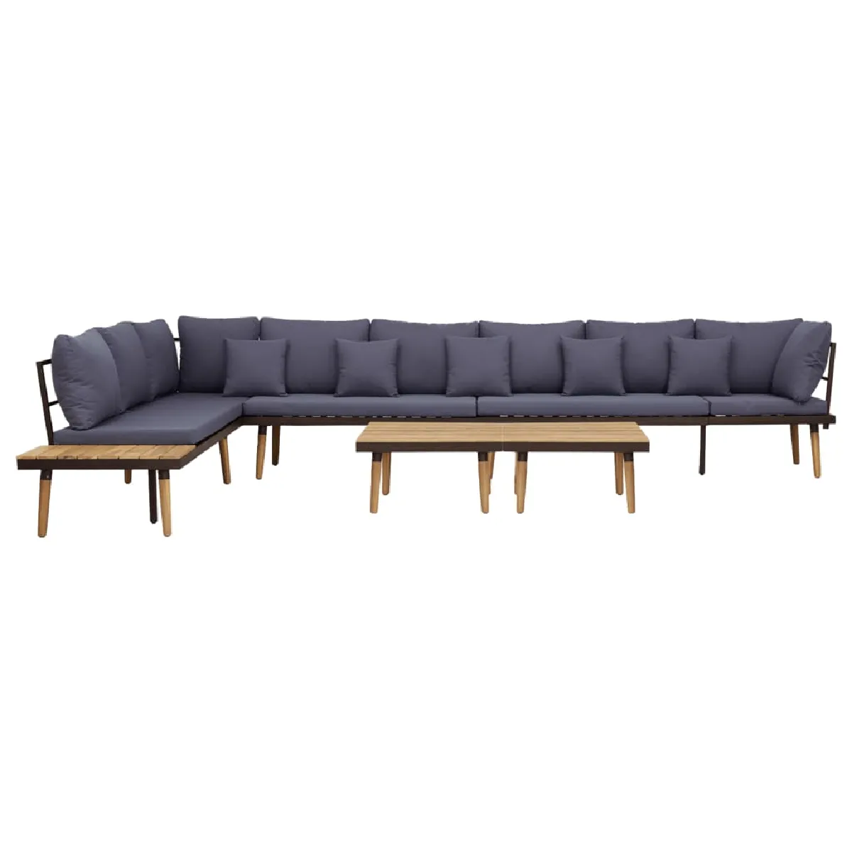 vidaXL Salon de jardin à 8 places avec coussins Bois d'acacia solide 46485 - vue 2