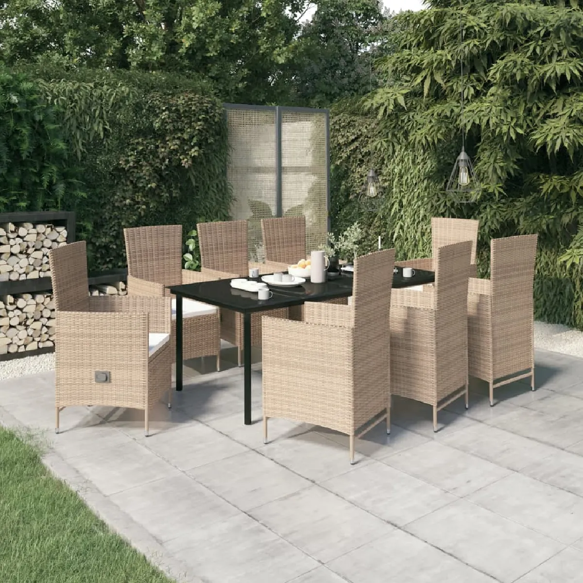 vidaXL Ensemble à manger de jardin avec coussins 9 pcs - vue 3