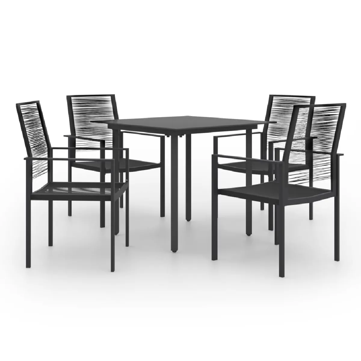 Non Communiqué Noir Ensemble À Manger De Jardin 5 Pcs - Image 3