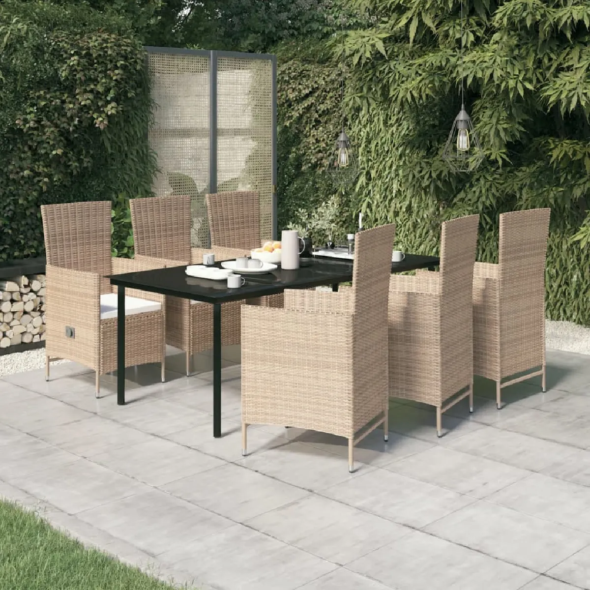 vidaXL Ensemble à manger de jardin avec coussins 7 pcs - vue 4
