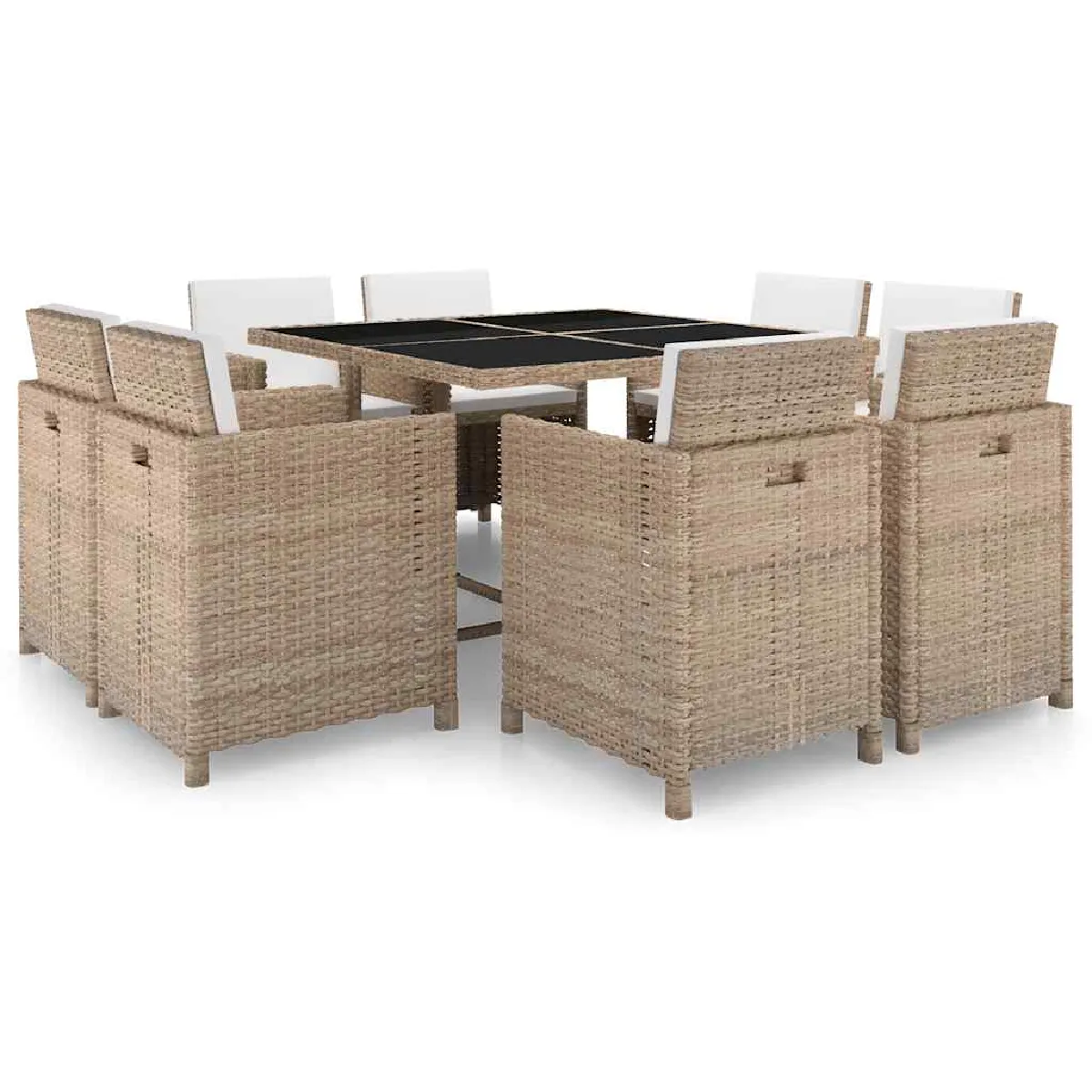 vidaXL Ensemble à manger d'extérieur 9 pcs - Résine tressée