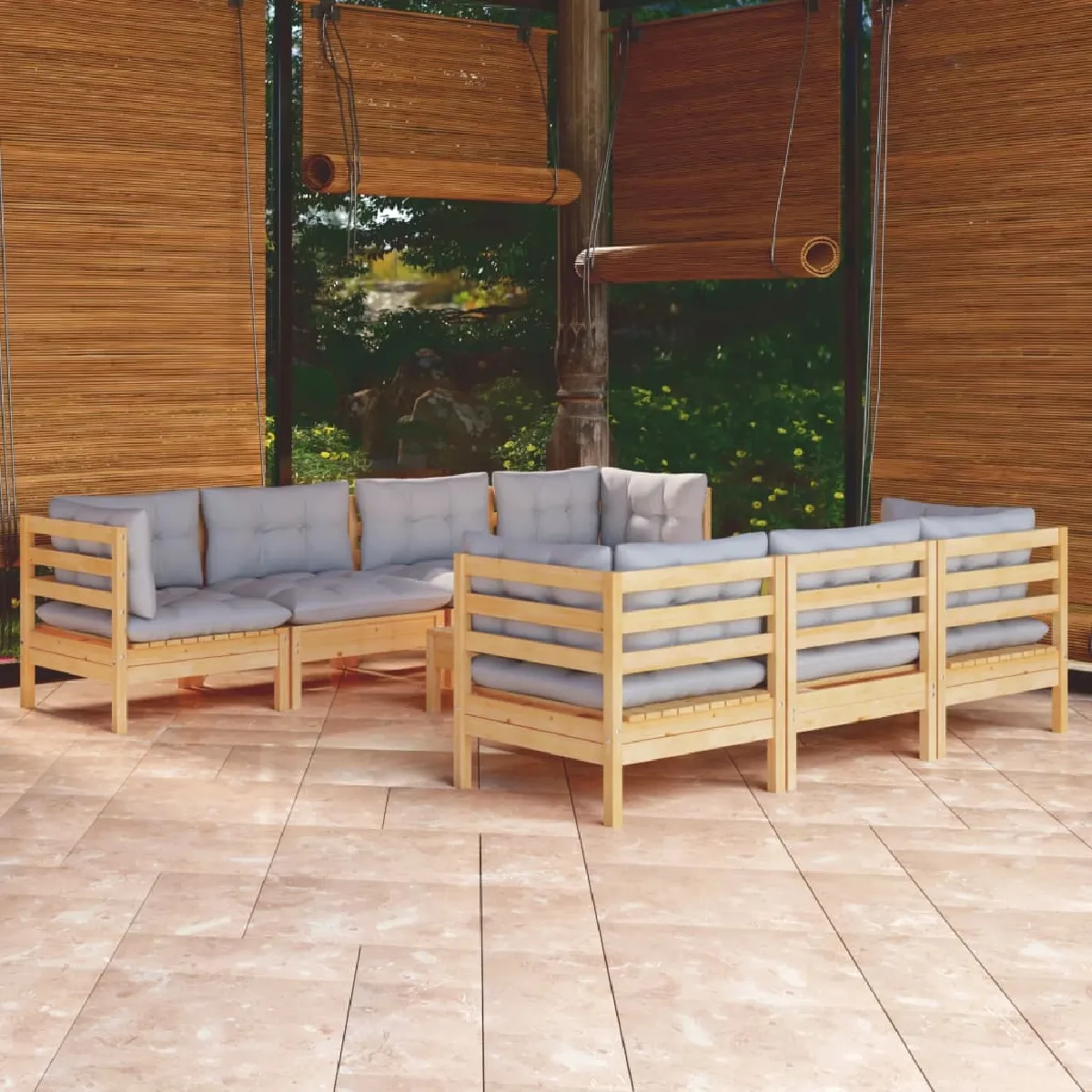 vidaXL Salle de jardin 8 pcs avec coussins - vue 2