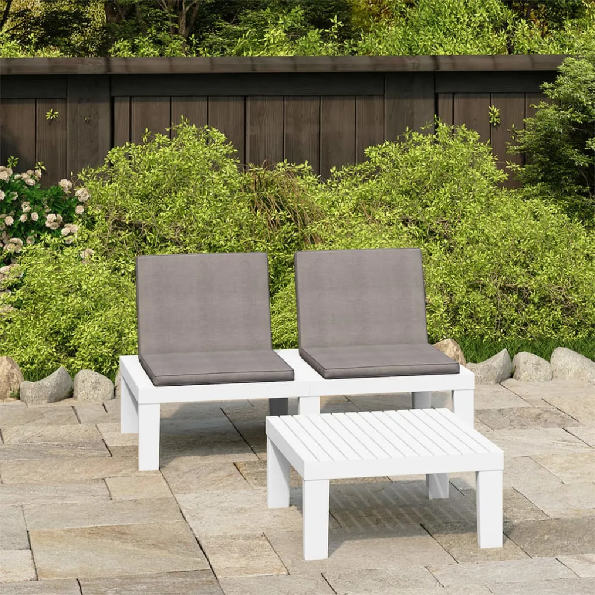 VIDAXL  Salon de jardin 2 pcs - Blanc