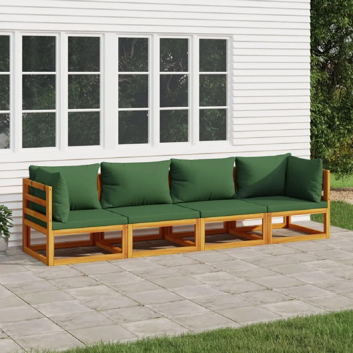 vidaXL Salon de jardin 4 pcs bois d'acacia solide avec coussins - vue 8