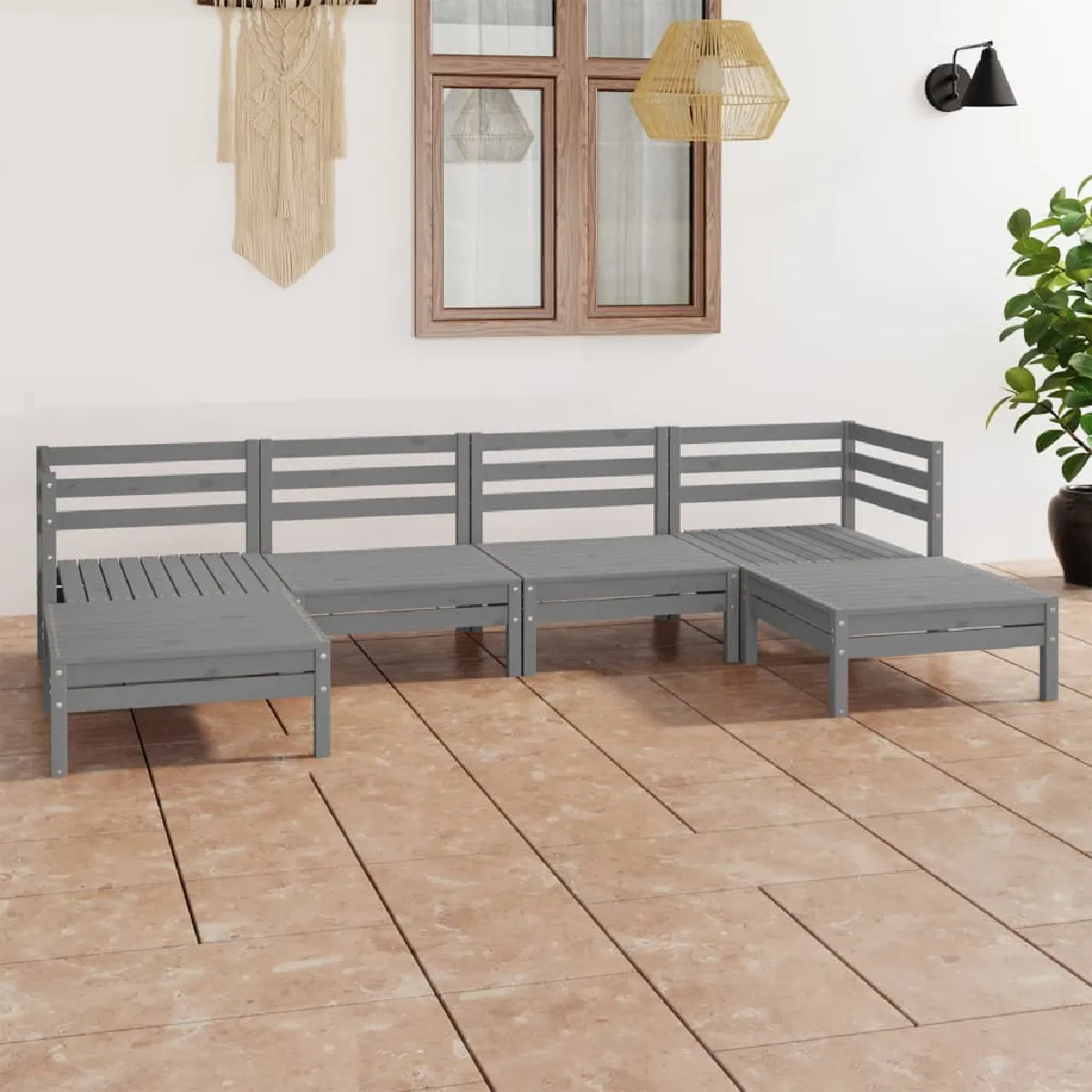VIDAXL Salon de jardin 6 pcs Gris