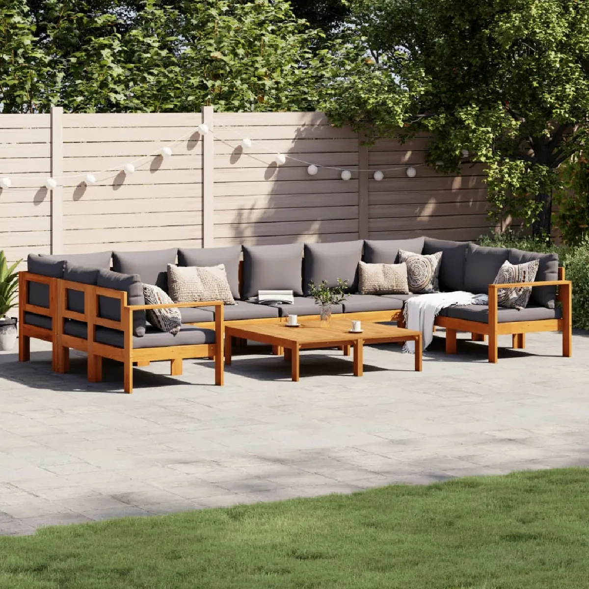 vidaXL Salon de jardin 8 pcs Bois massif d'acacia - vue 8