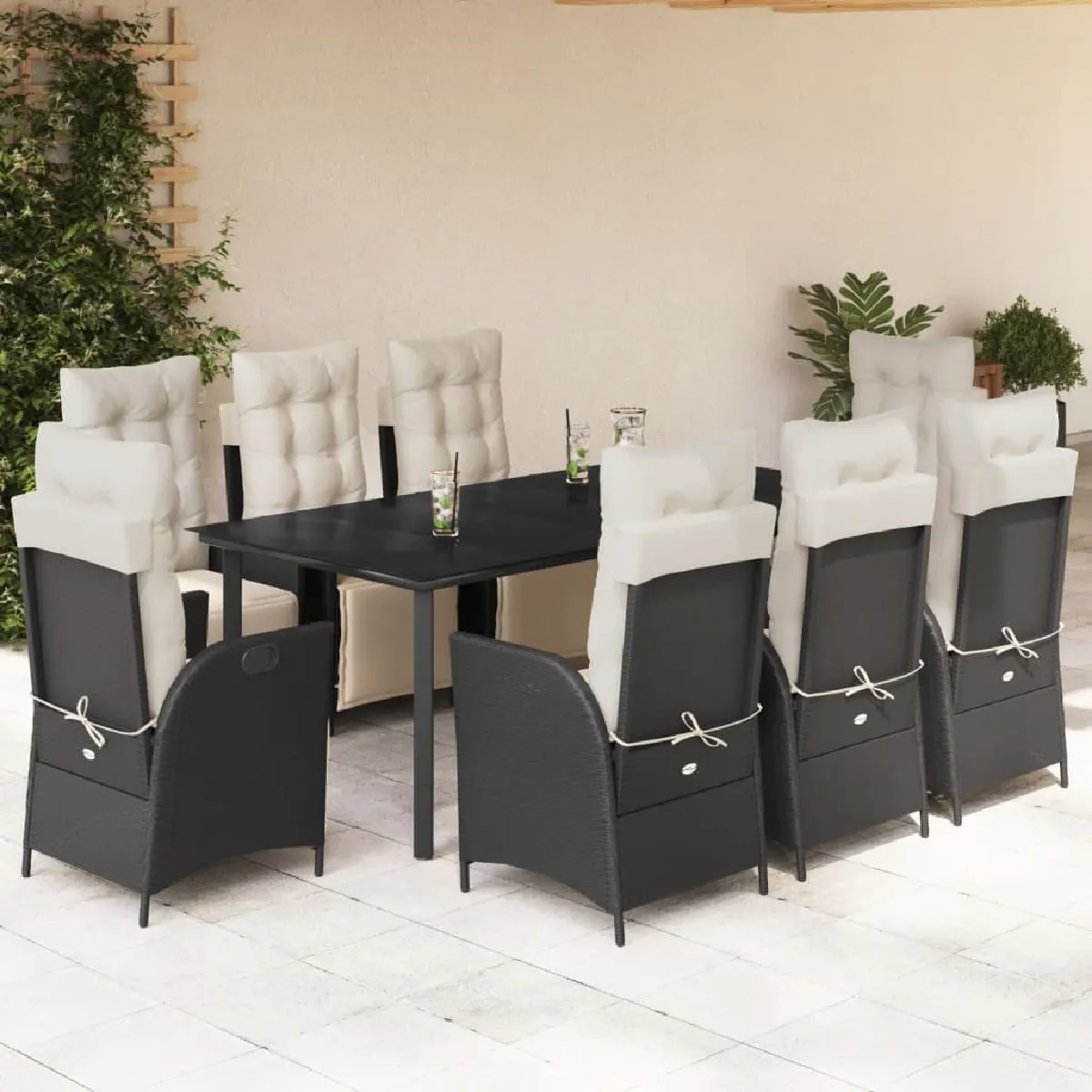 vidaXL Ensemble à manger de jardin 9 pcs Résine tressée - vue 7