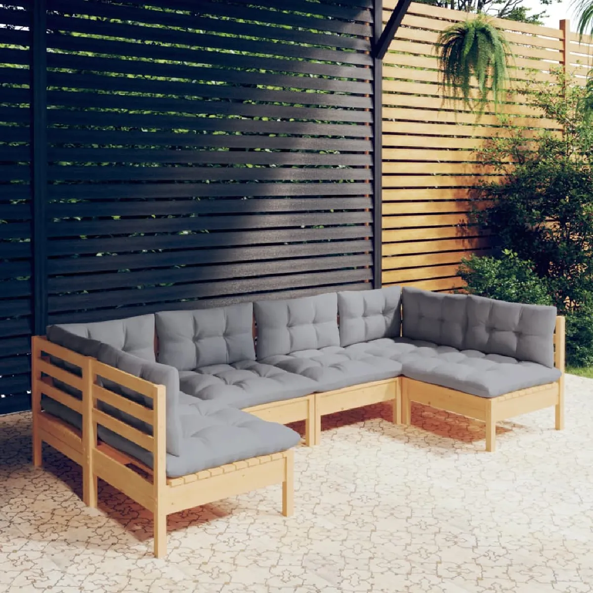 vidaXL Salon de jardin 6 pcs Bois de pin massif - vue 7