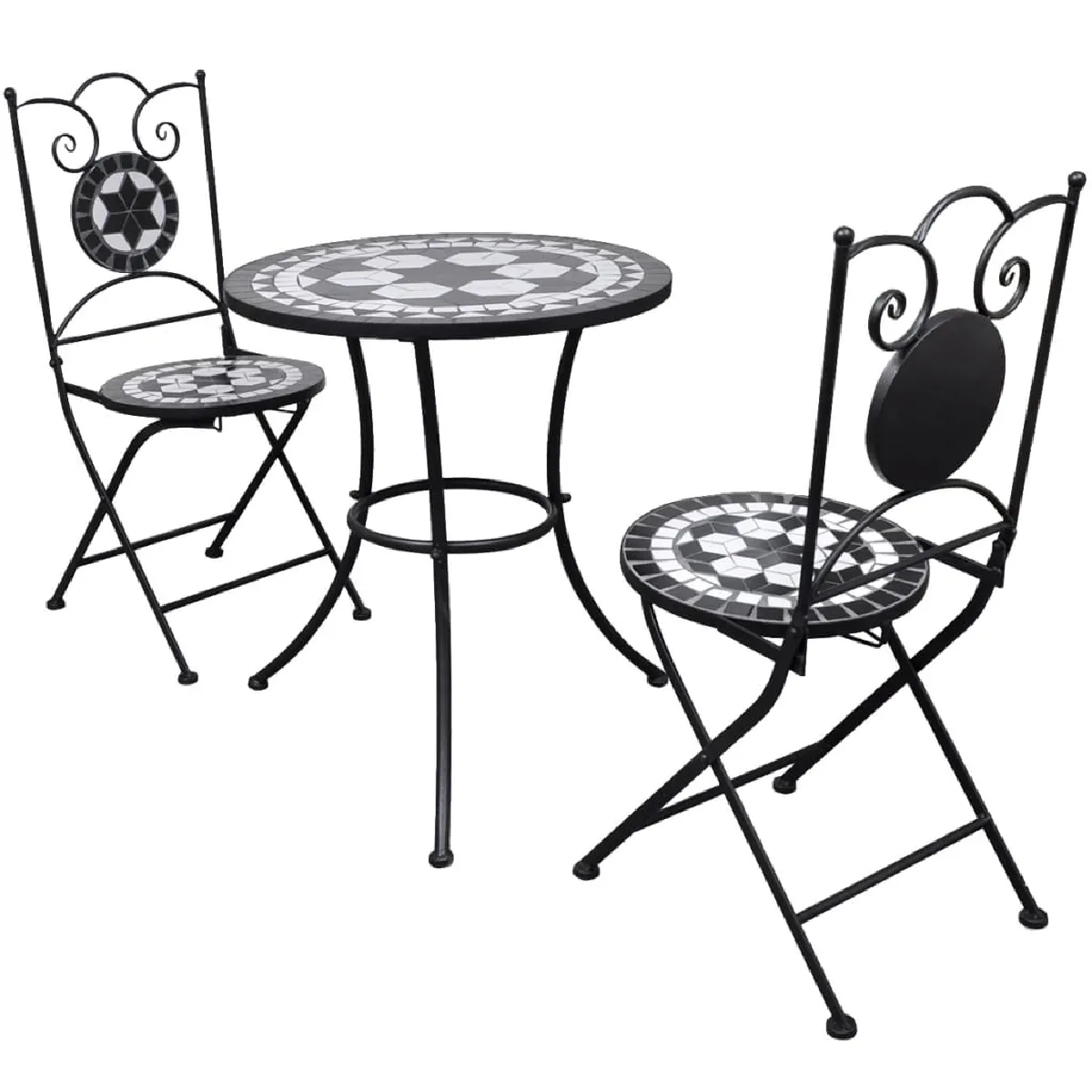Mobilier de bistro 3 pcs avec dessus mosaïque - vue 2
