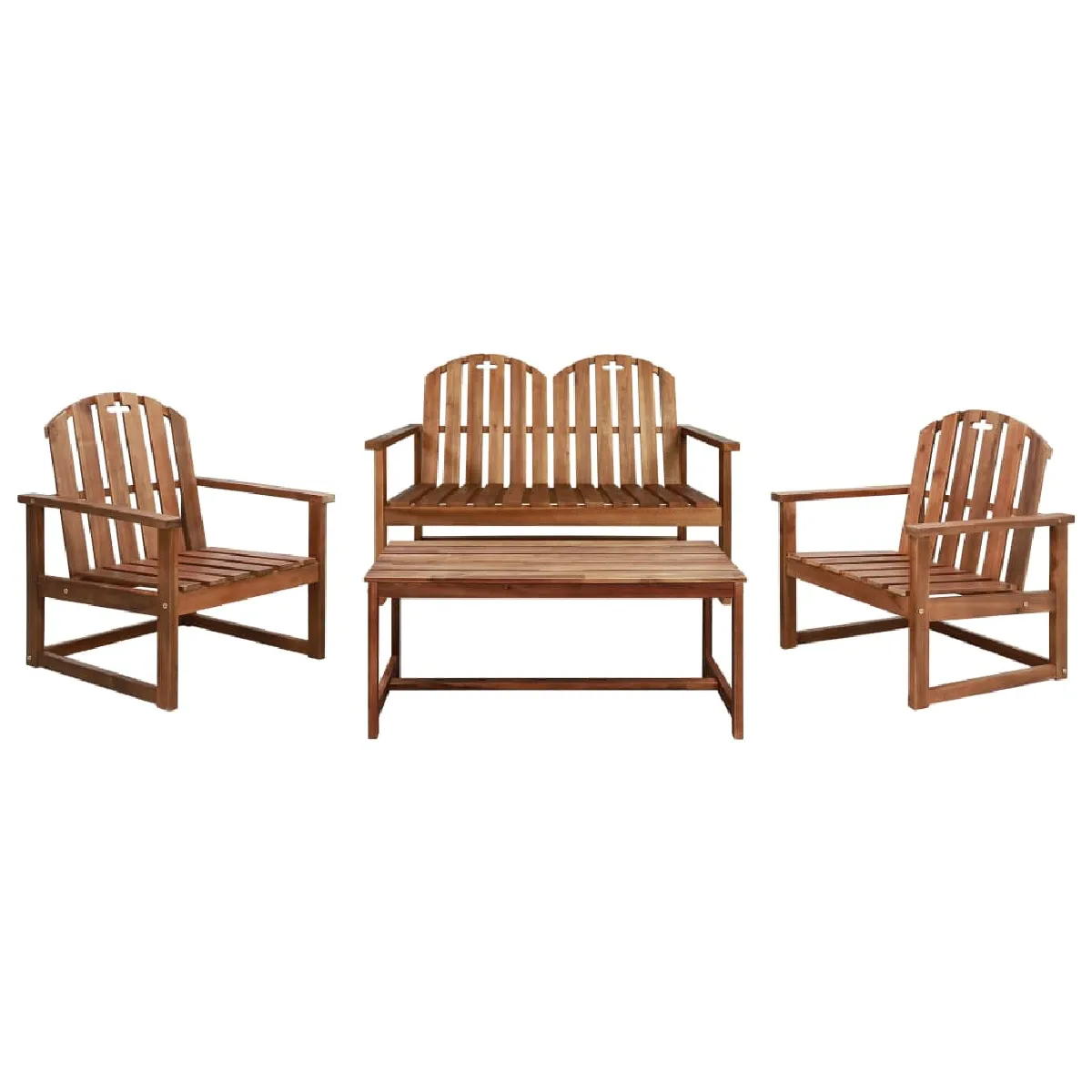 vidaXL Salon de jardin 4 pcs bois d'acacia solide avec coussins - vue 6