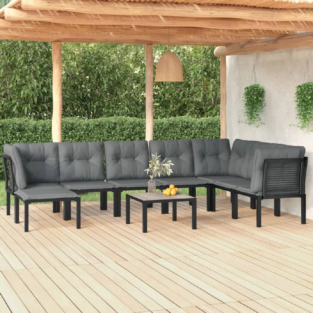 vidaXL Salon de jardin 9 pcs - Résine tressée
