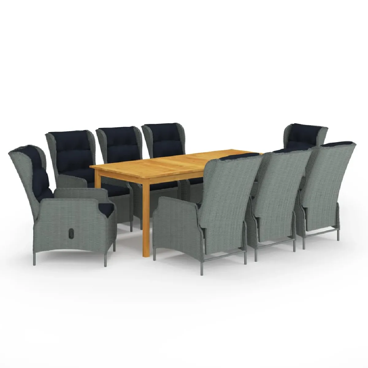 vidaXL Ensemble de salle à manger de jardin 9 pcs - vue 3