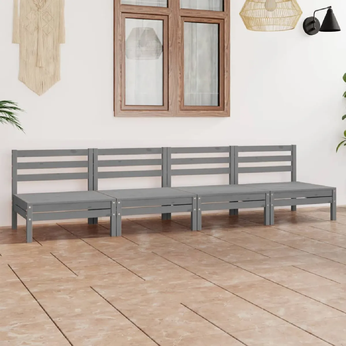 vidaXL Salon de jardin 4 pcs Bois de pin massif - vue 7