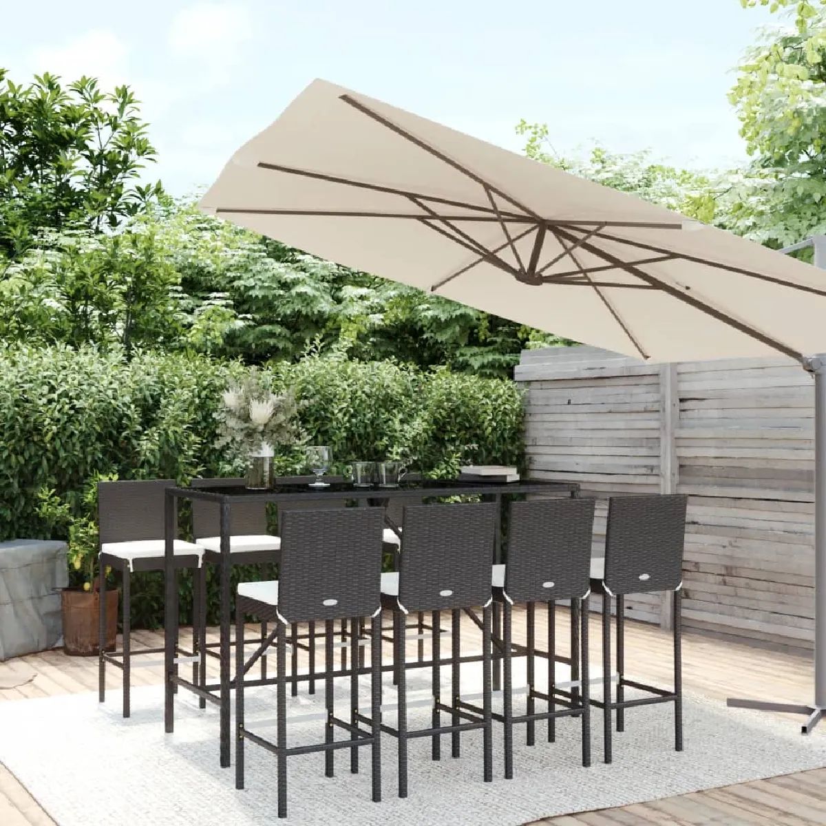 vidaXL Ensemble de bar de jardin 9 pcs poly rotin - vue 6