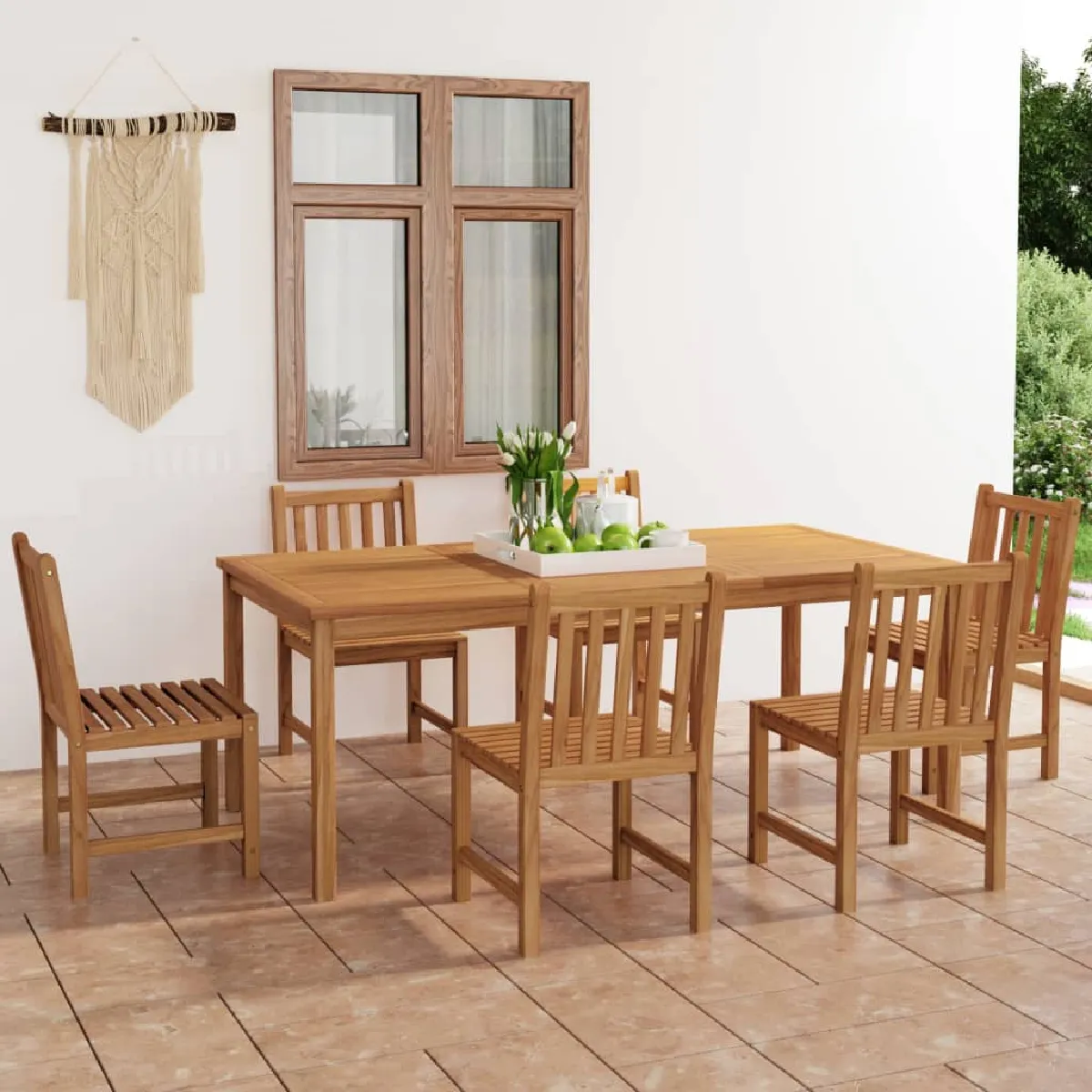 vidaXL Ensemble à manger de jardin 7 pcs Bois de teck solide - vue 4