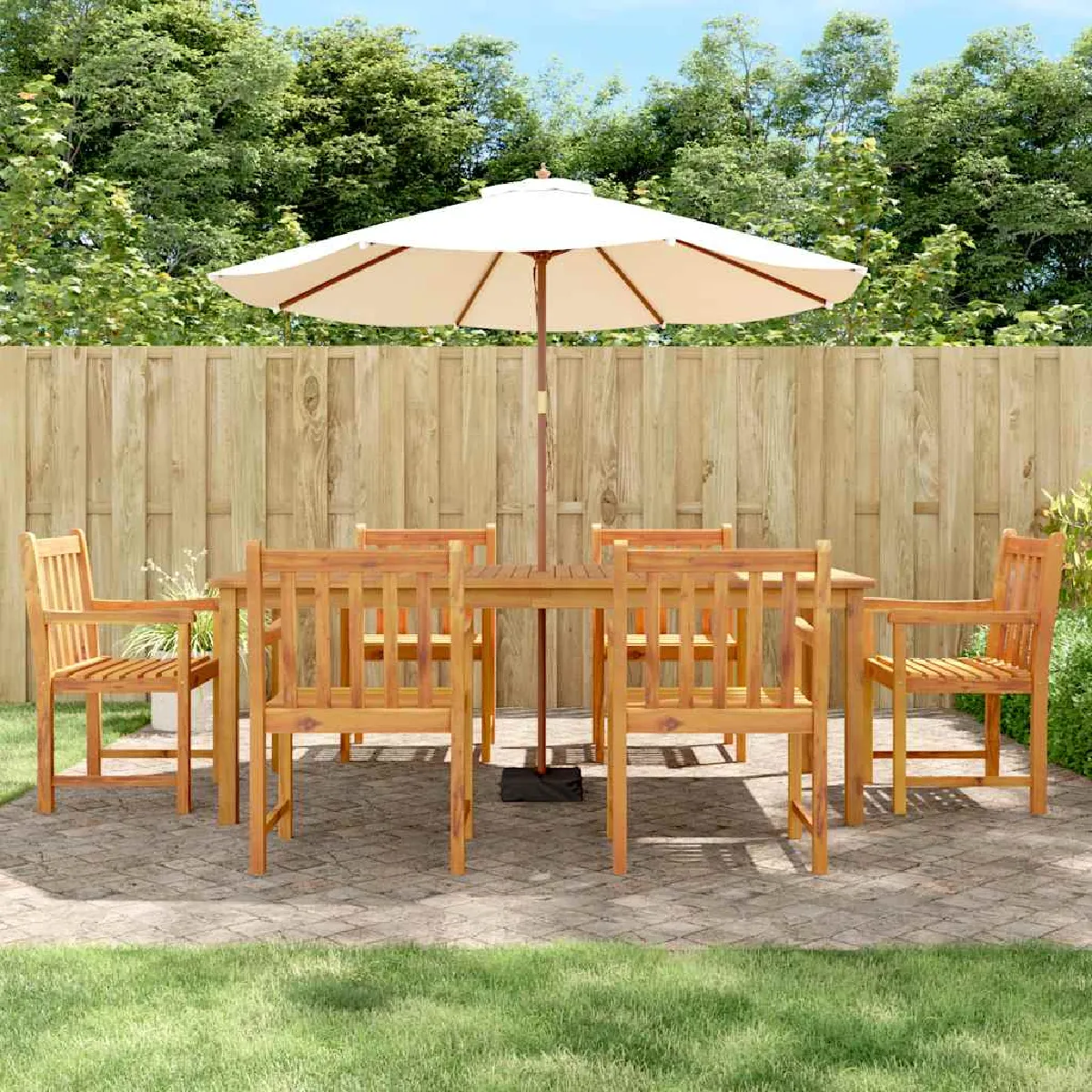 VidaXL Ensemble à manger de jardin 7 pcs Bois d'acacia solide