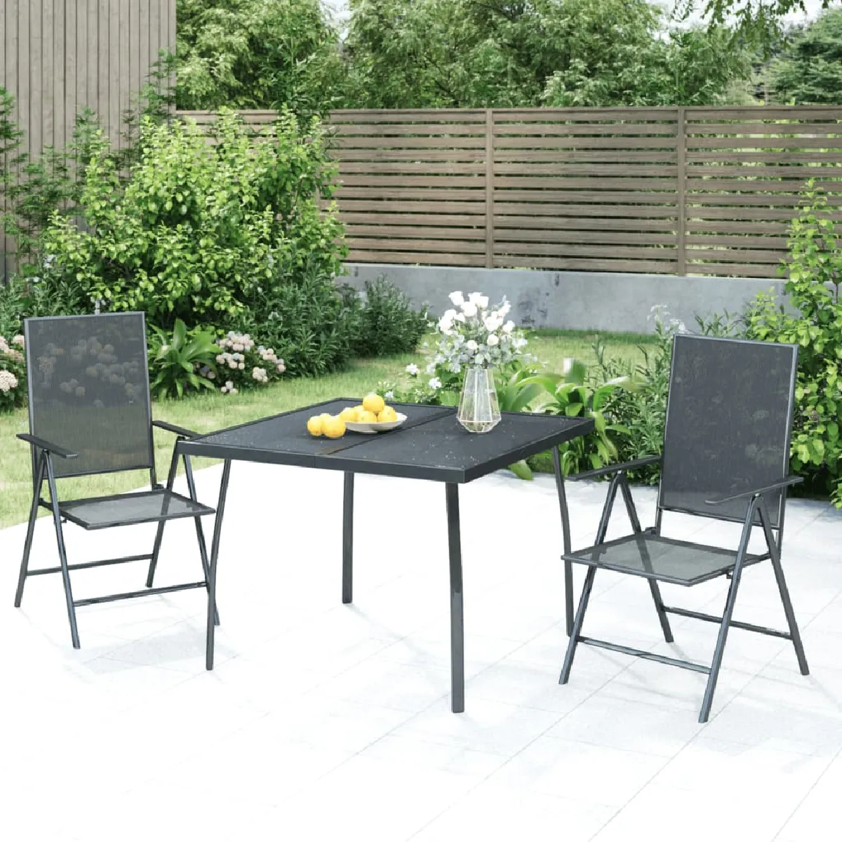 VIDAXL - Ensemble de Jardin - Table et 2 Chaises - 3 Pièces - Anthracite - Image 3
