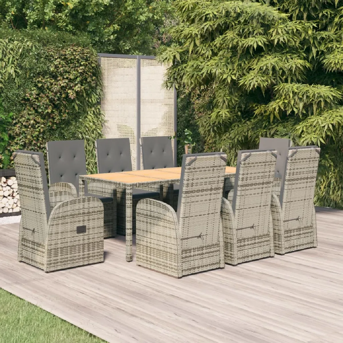 vidaXL Ensemble à manger de jardin 9 pcs Résine tressée - vue 8