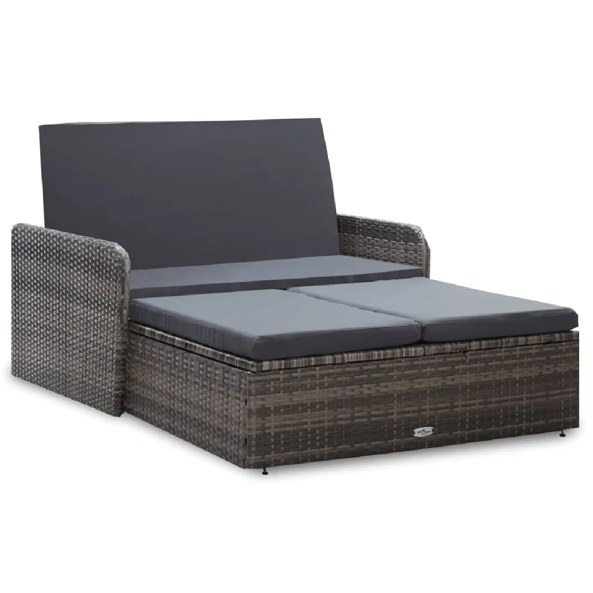 VIDAXL  Salon de jardin 2 pcs - R&eacute;sine tress&eacute;e gris