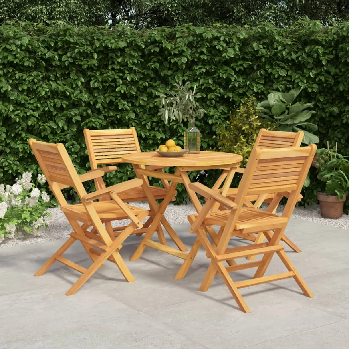 VIDAXL Ensemble à manger de jardin 5 pcs Bois de teck - vue 4