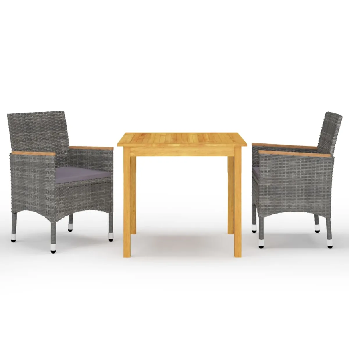 vidaXL Ensemble à manger 3 pcs Résine Tressée - vue 2