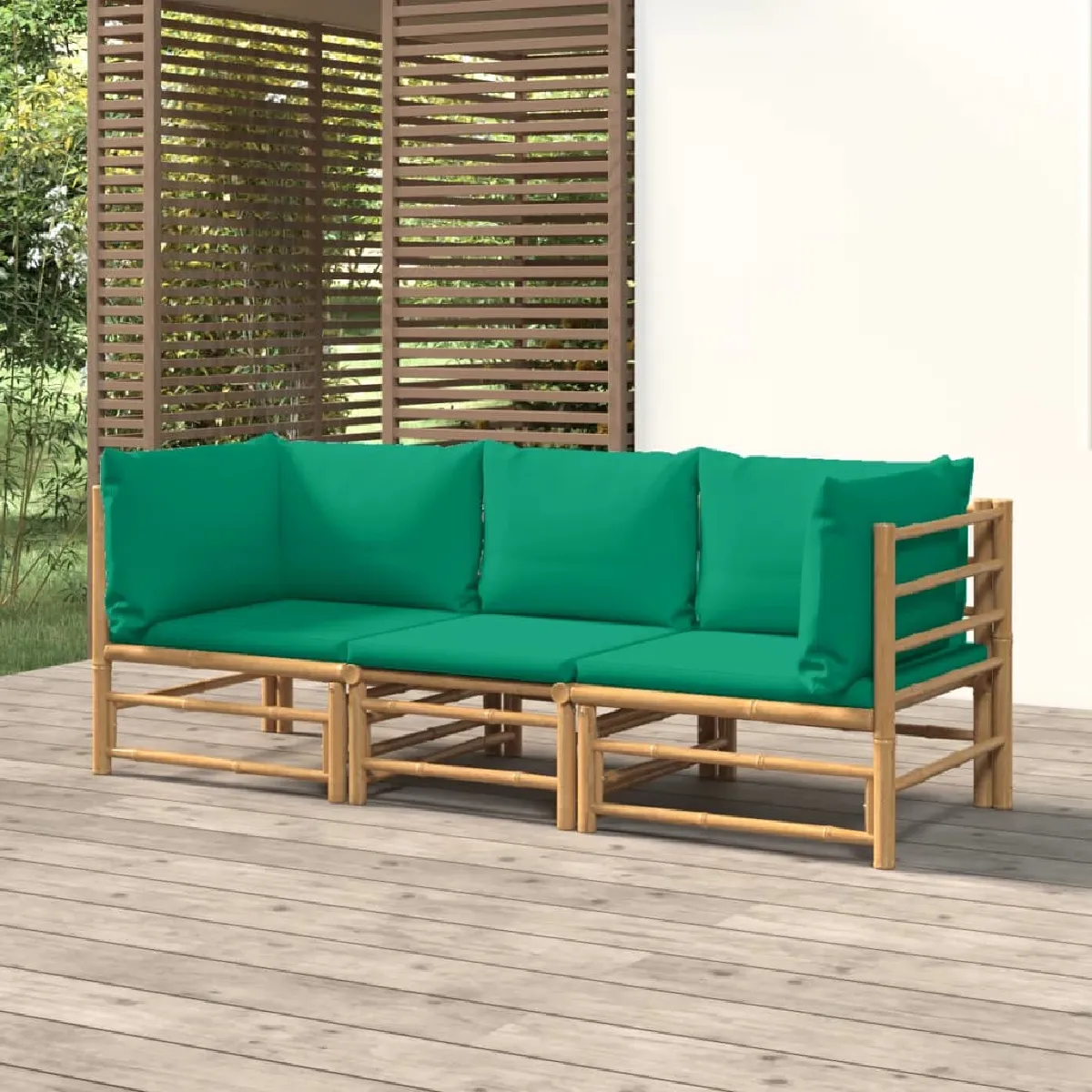 vidaXL Salon de jardin 3 pcs Bambou