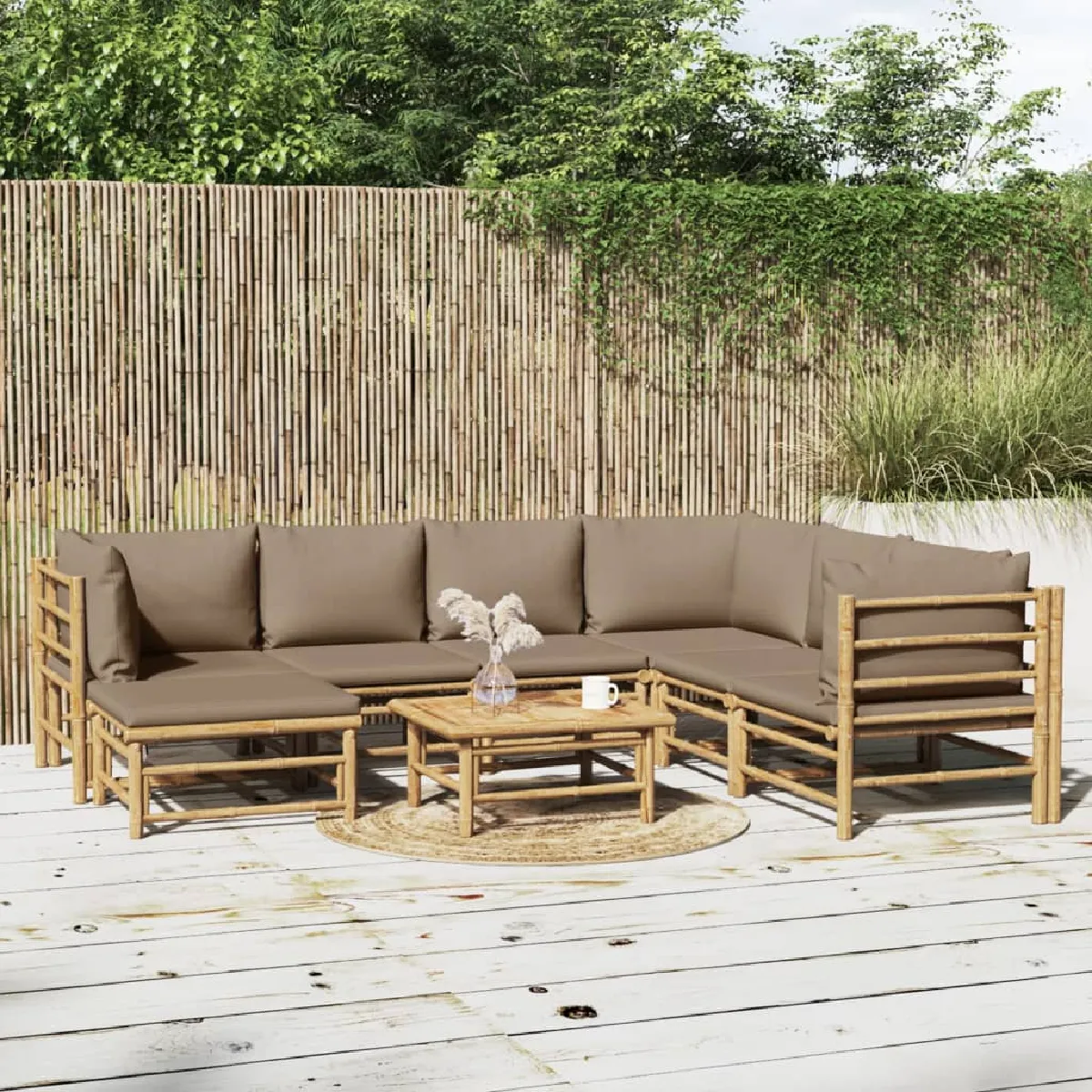 vidaXL Salon de jardin 8 pcs Bambou - vue 10