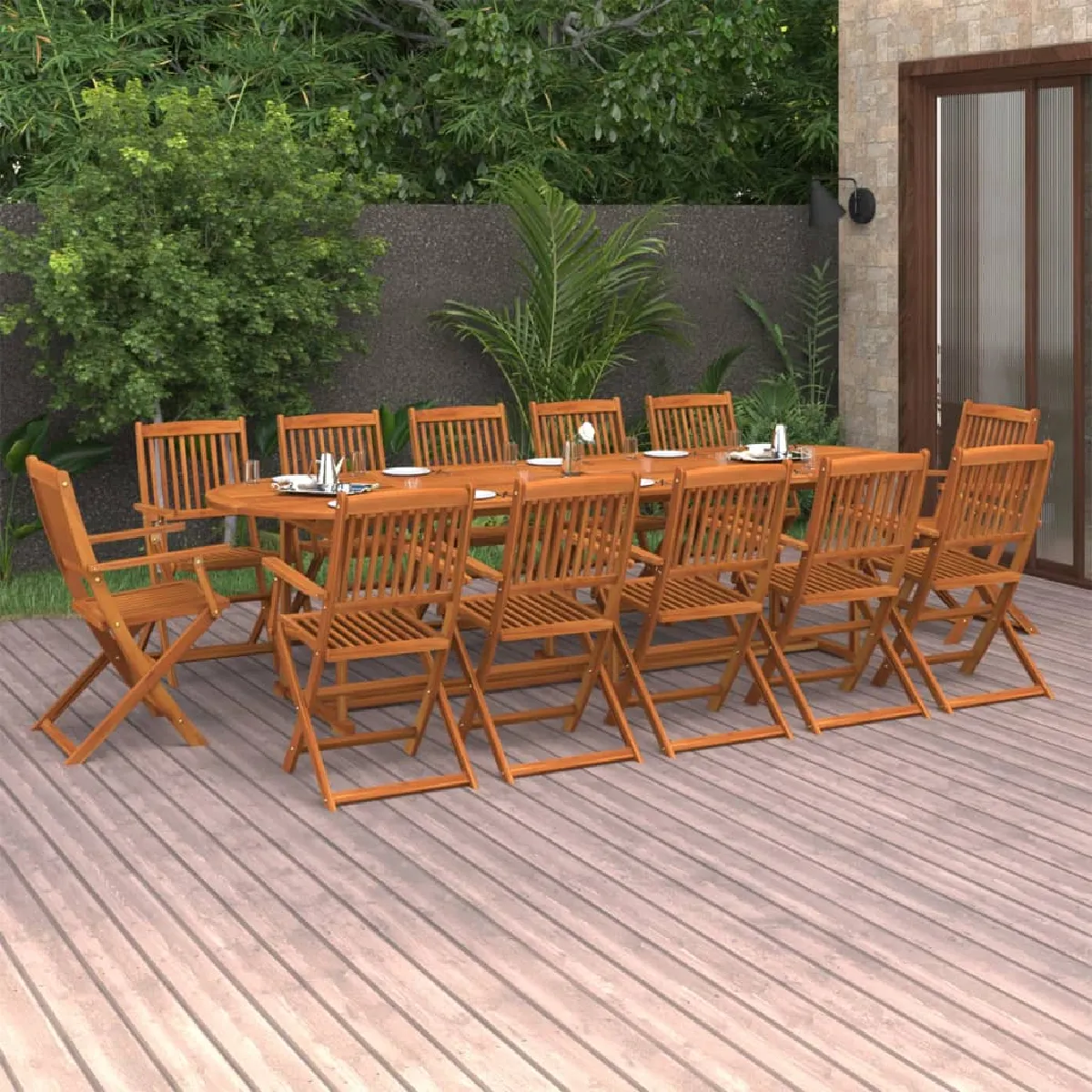 vidaXL Ensemble à manger de jardin 13 pcs Bois d'acacia