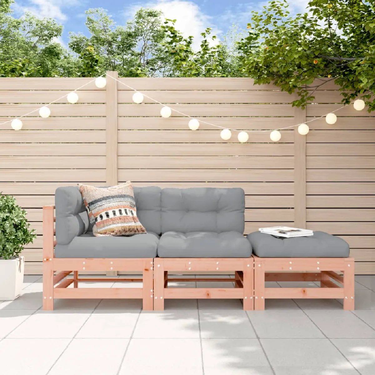 vidaXL Salon de jardin 3 pcs Bois massif douglas