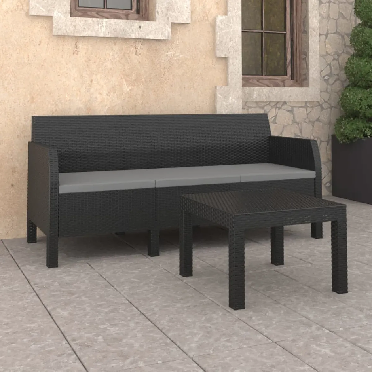 vidaXL Salon de jardin 2 pcs avec coussins
