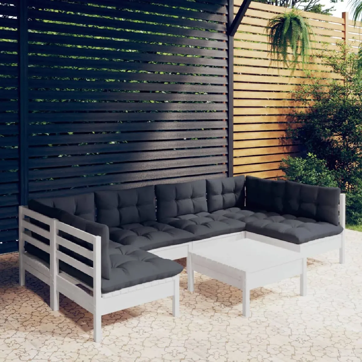 vidaXL Salon de jardin 7 pcs avec coussins - vue 7