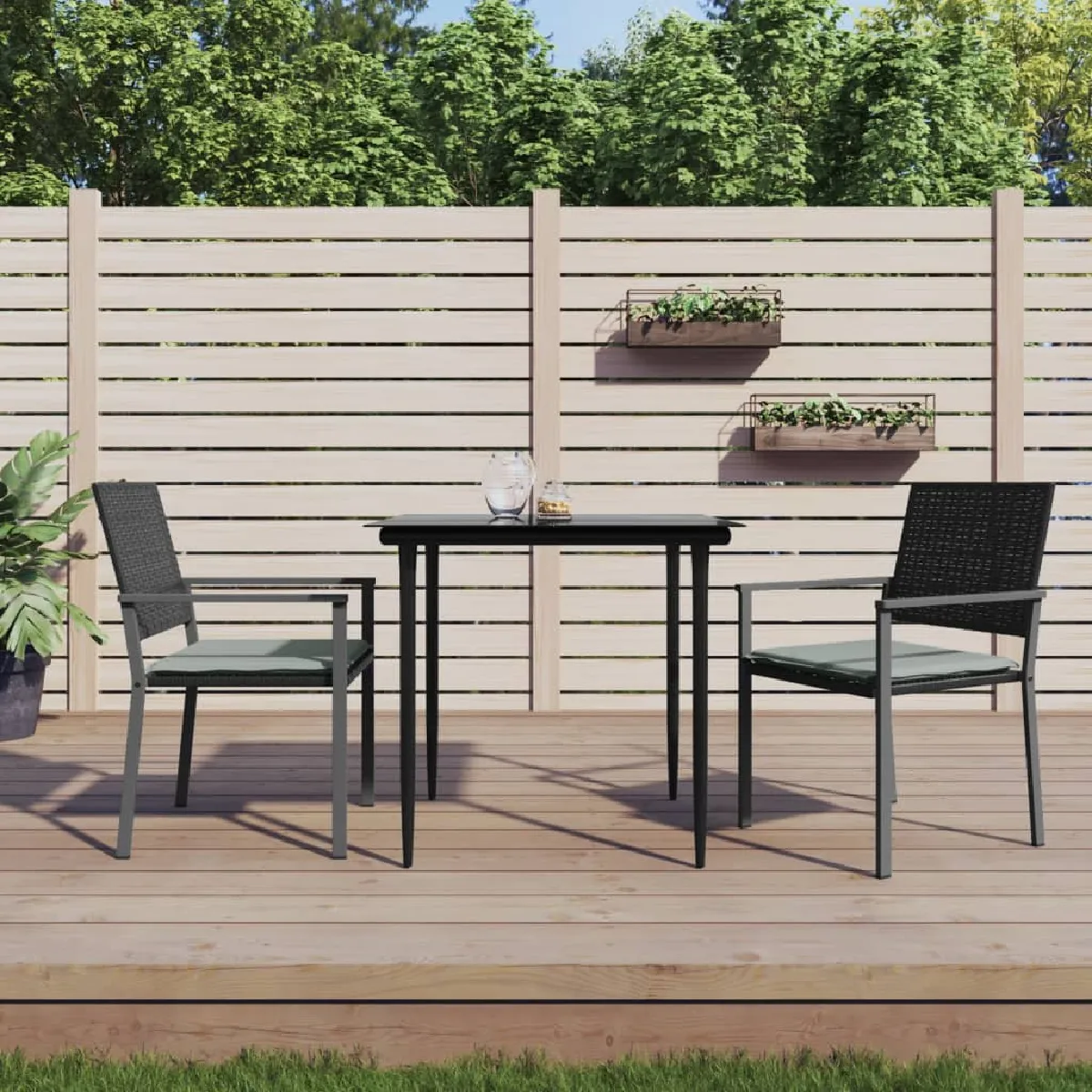 vidaXL Ensemble à manger de jardin 3 pcs Résine tressée Acier - vue 2